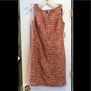 Talbots Petites Womens Pink Orange Tweed Sleeveless Dress 10P New With Tags